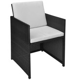 VidaXL 9-delige Tuinset met kussens poly rattan zwart