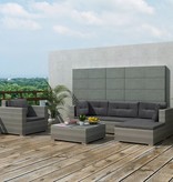 vidaXL 6-delige Loungeset met kussens poly rattan grijs