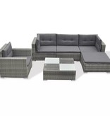 vidaXL 6-delige Loungeset met kussens poly rattan grijs