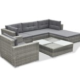 vidaXL 6-delige Loungeset met kussens poly rattan grijs