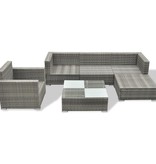 vidaXL 6-delige Loungeset met kussens poly rattan grijs