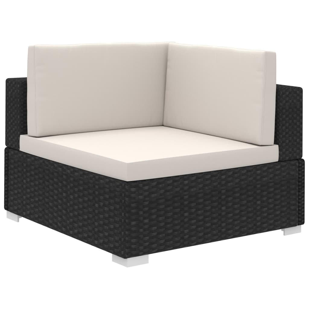 vidaXL 6-delige Loungeset met kussens poly rattan zwart