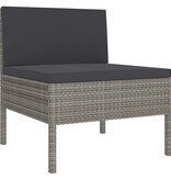 vidaXL 10-delige Loungeset met kussens poly rattan grijs