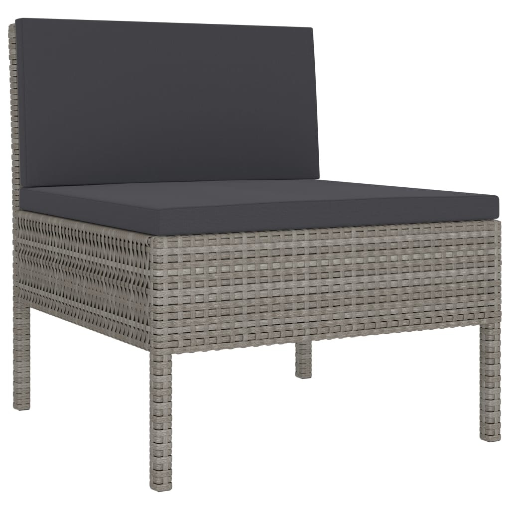 vidaXL 10-delige Loungeset met kussens poly rattan grijs