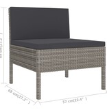 vidaXL 10-delige Loungeset met kussens poly rattan grijs