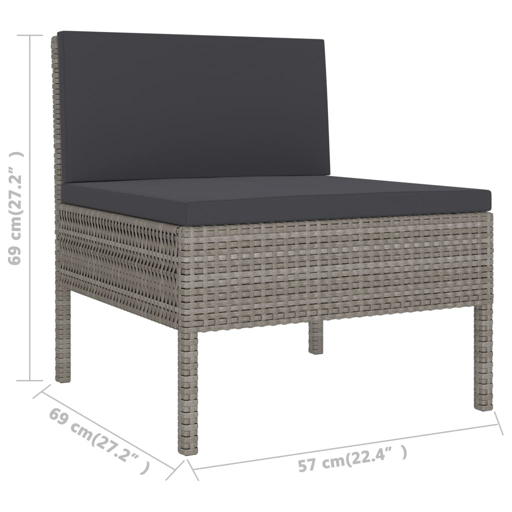 vidaXL 10-delige Loungeset met kussens poly rattan grijs