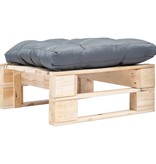 VidaXL Tuinpoef met grijs kussen pallet hout naturel