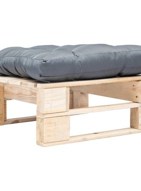 VidaXL Tuinpoef met grijs kussen pallet hout naturel