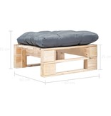 VidaXL Tuinpoef met grijs kussen pallet hout naturel
