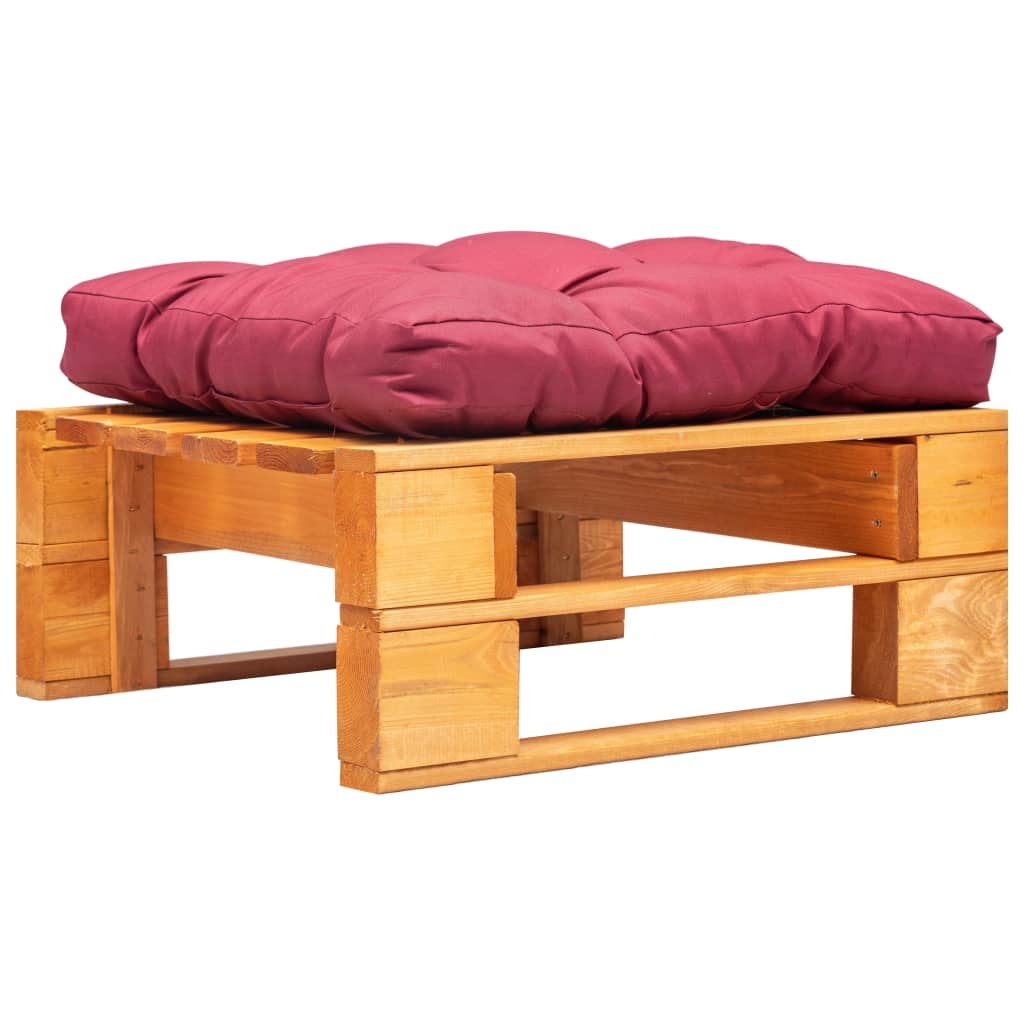 vidaXL Poef pallet met rood kussen FSC hout honingbruin