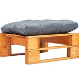 VidaXL Tuinpoef met grijs kussen pallet hout honingbruin