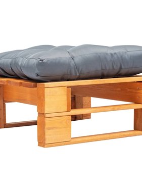 VidaXL Tuinpoef met grijs kussen pallet hout honingbruin