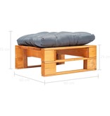 VidaXL Tuinpoef met grijs kussen pallet hout honingbruin