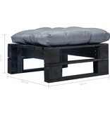 VidaXL Tuinpoef met grijs kussen pallet hout zwart