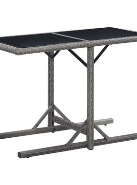 vidaXL Tuintafel 110x53x72 cm glas en poly rattan antraciet