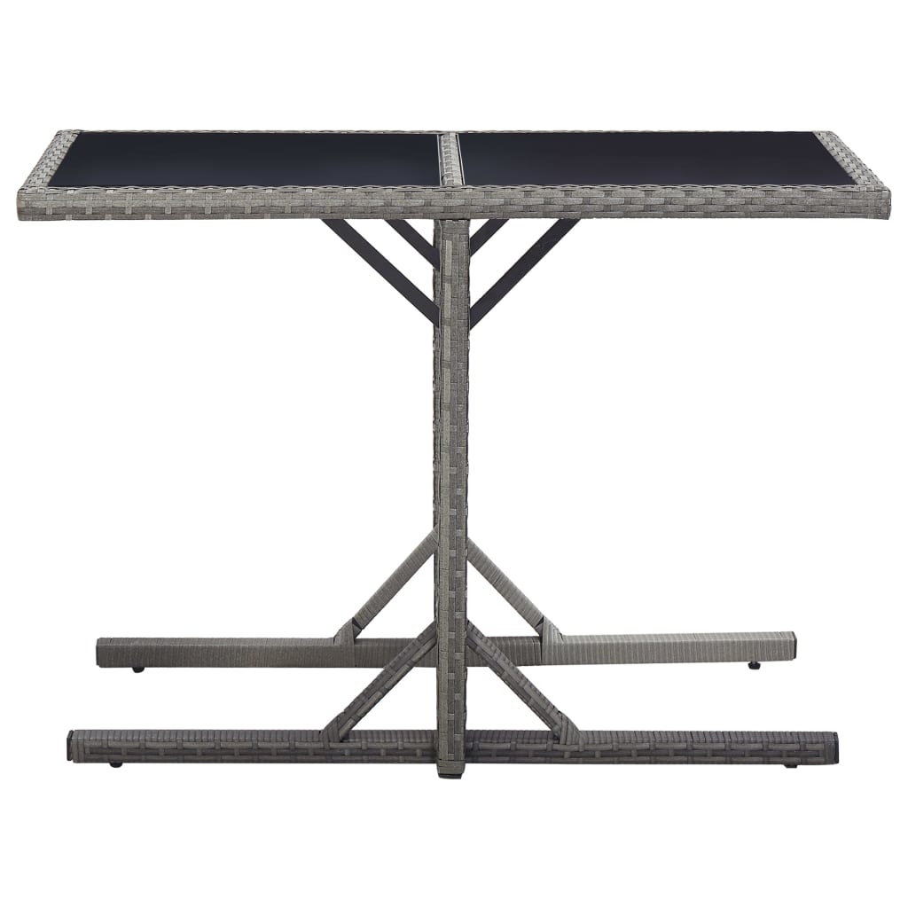 vidaXL Tuintafel 110x53x72 cm glas en poly rattan antraciet