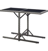 vidaXL Tuintafel 110x53x72 cm glas en poly rattan antraciet