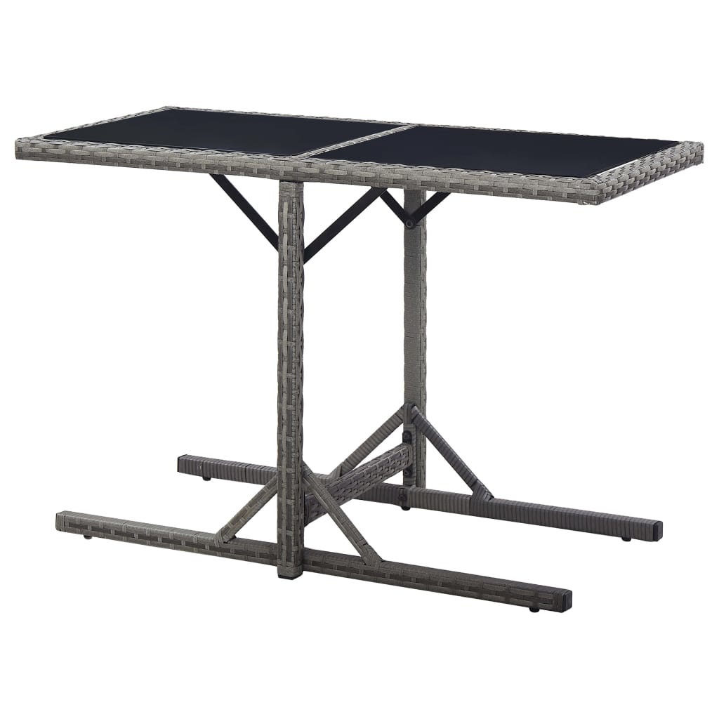 vidaXL Tuintafel 110x53x72 cm glas en poly rattan antraciet