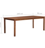 vidaXL Tuintafel 200x90x74 cm massief acaciahout