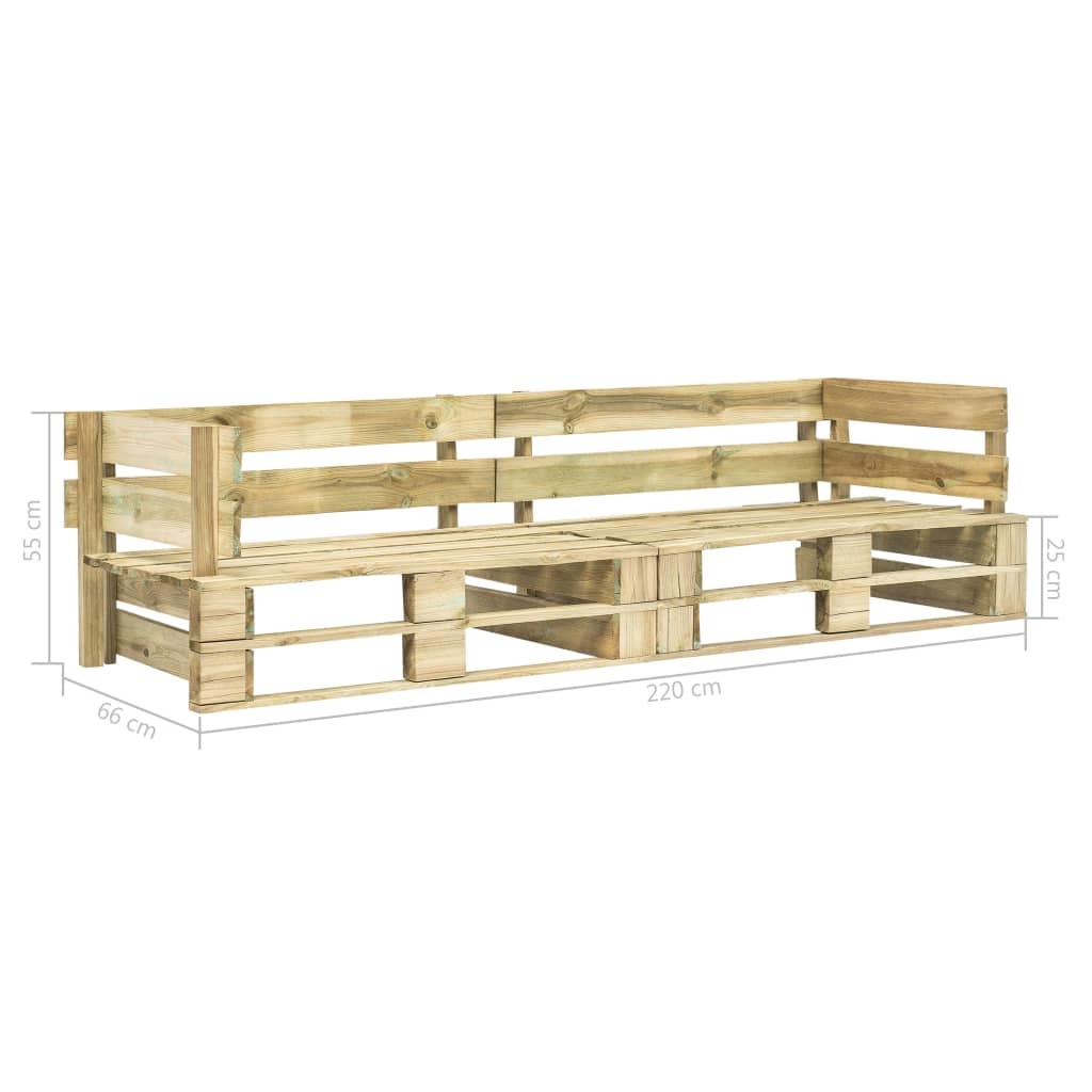 vidaXL Tuinbank 2-zits pallets FSC hout groen