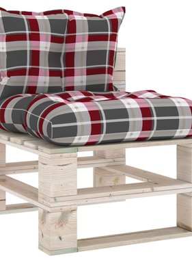 VidaXL Tuinmiddenbank met kussens pallet grenenhout