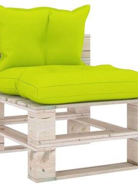 VidaXL Tuinmiddenbank met kussens pallet grenenhout