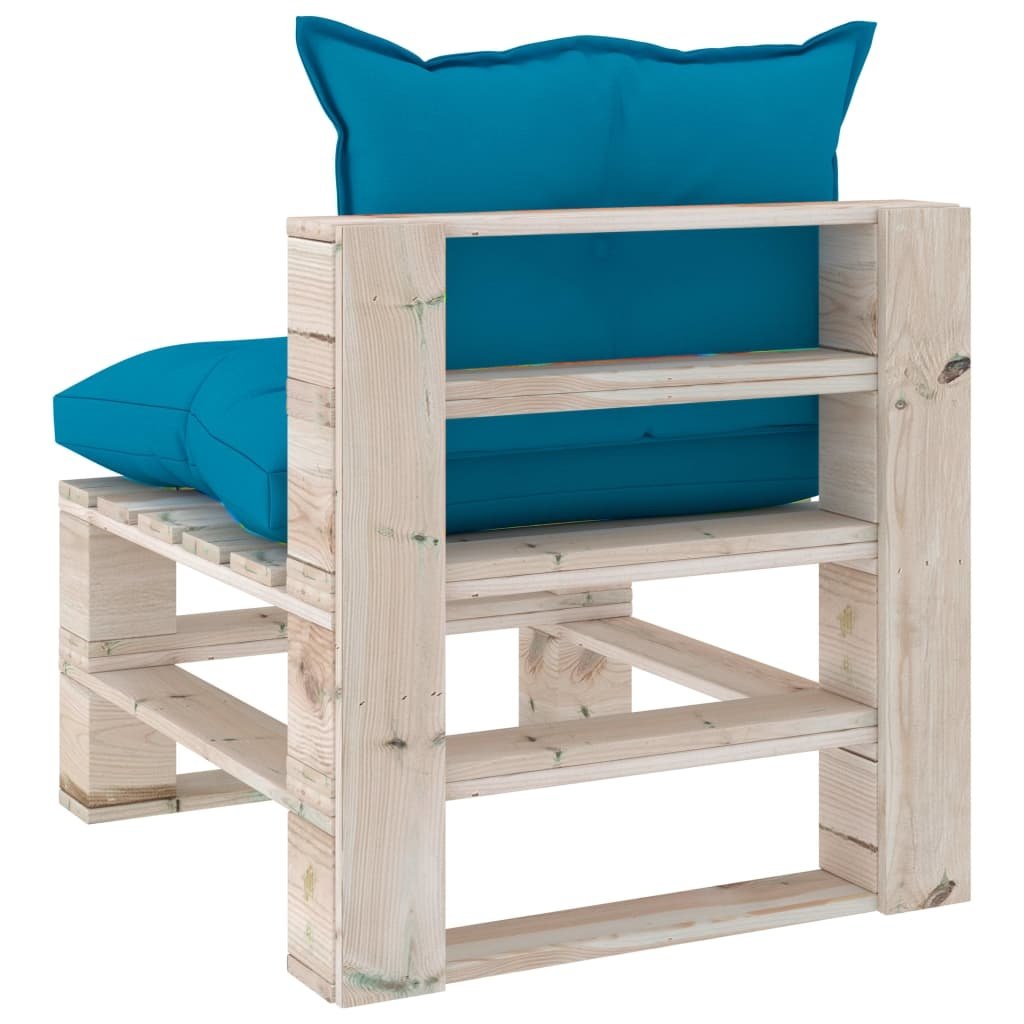 VidaXL Tuinmiddenbank met kussens pallet grenenhout