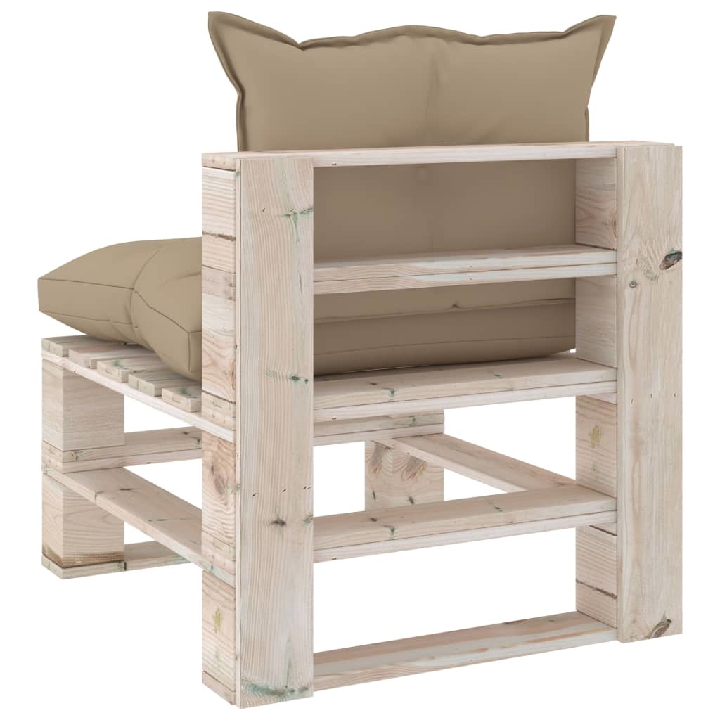 VidaXL Tuinmiddenbank met kussens pallet grenenhout