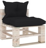VidaXL Tuinmiddenbank met kussens pallet grenenhout