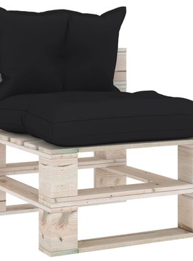 VidaXL Tuinmiddenbank met kussens pallet grenenhout