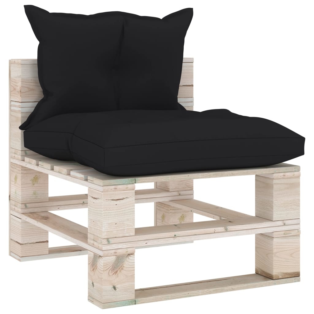 VidaXL Tuinmiddenbank met kussens pallet grenenhout