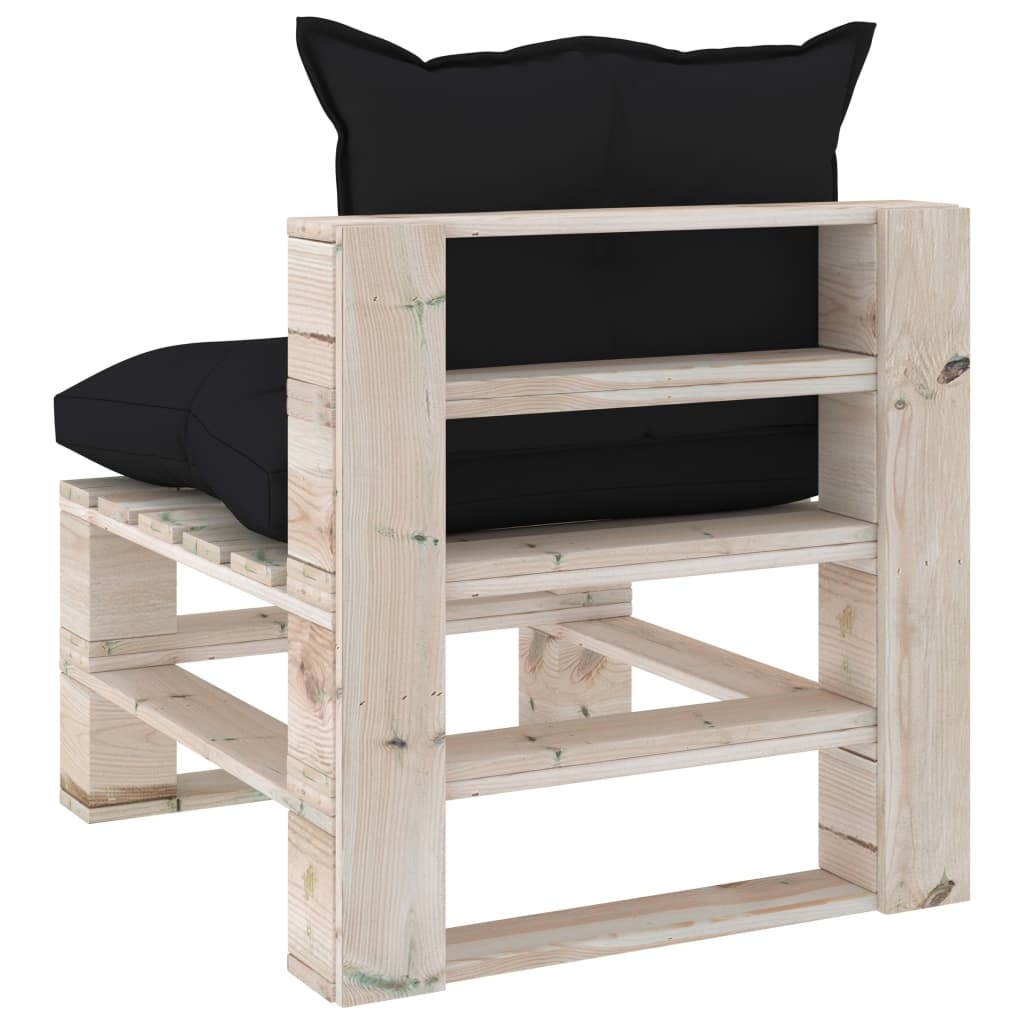 VidaXL Tuinmiddenbank met kussens pallet grenenhout