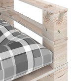 vidaXL Tuinbank met grijs geruite kussens pallet grenenhout