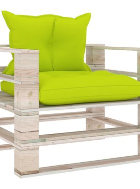 VidaXL Tuinbank met heldergroene kussens pallet grenenhout