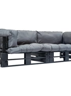 VidaXL 2-delige Bankenset pallet met grijze kussens grenenhout