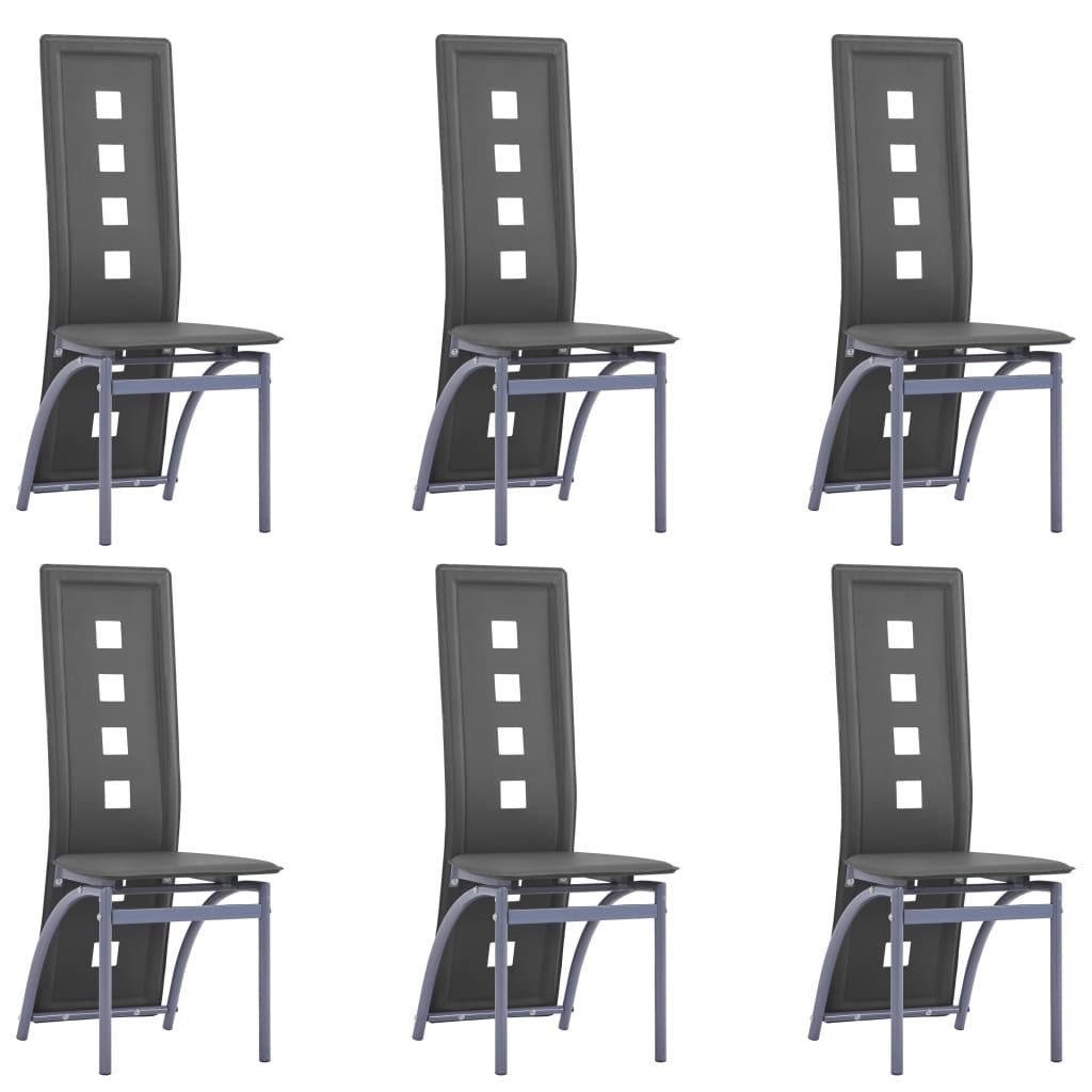 VidaXL Eetkamerstoelen 6 st kunstleer grijs