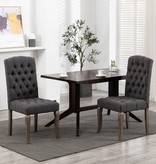 VidaXL Eetkamerstoelen 2 st linnen-look stof grijs