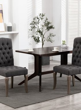 VidaXL Eetkamerstoelen 2 st linnen-look stof grijs