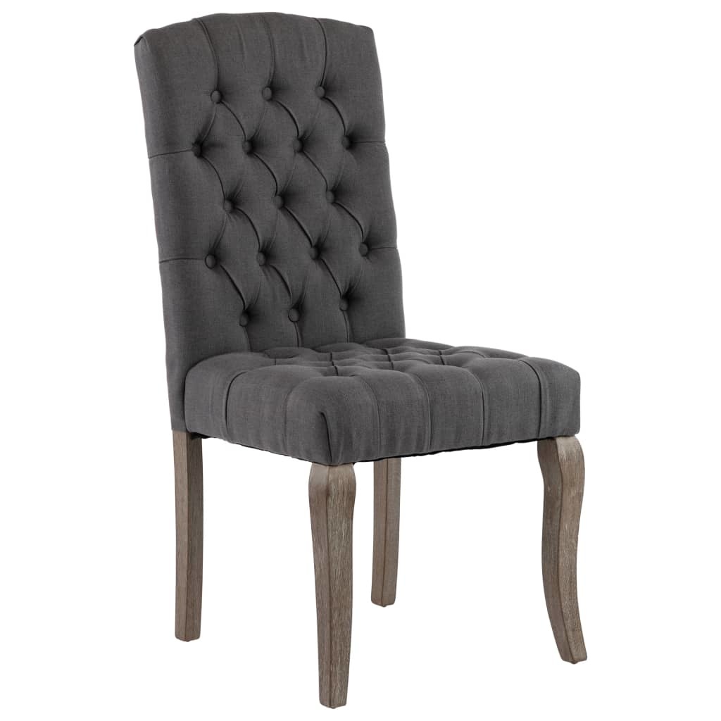 VidaXL Eetkamerstoelen 2 st linnen-look stof grijs