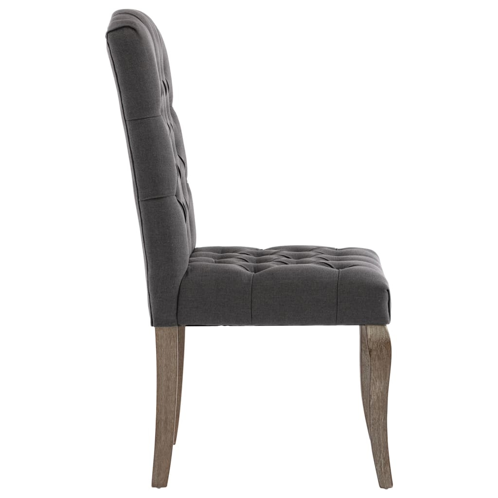 VidaXL Eetkamerstoelen 2 st linnen-look stof grijs