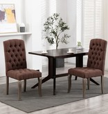 VidaXL Eetkamerstoelen 2 st linnen-look stof bruin