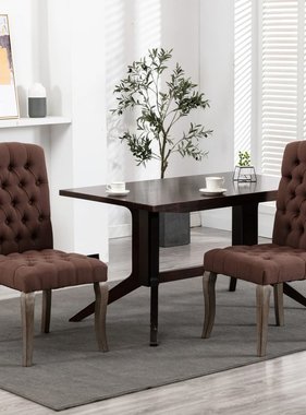 VidaXL Eetkamerstoelen 2 st linnen-look stof bruin