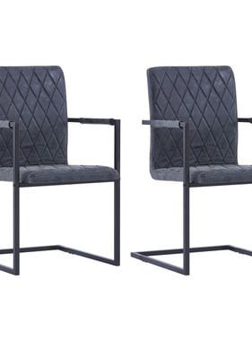 VidaXL Eetkamerstoelen 2 st kunstleer zwart
