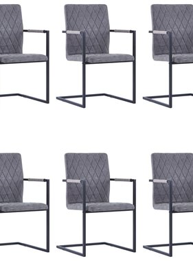 VidaXL Eetkamerstoelen 6 st cantilever kunstleer donkergrijs