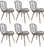 VidaXL Eetkamerstoelen 6 st natuurlijk rattan bruin