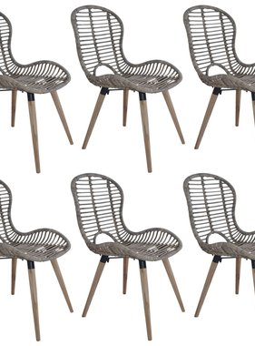 VidaXL Eetkamerstoelen 6 st natuurlijk rattan bruin