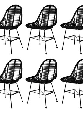 VidaXL Eetkamerstoelen 6 st natuurlijk rattan zwart