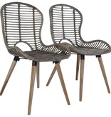 vidaXL Eetkamerstoelen 2 st natuurlijk rattan bruin