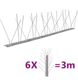 vidaXL Vogel- en duivenpinnen roestvrij staal 4 rijen set van 6