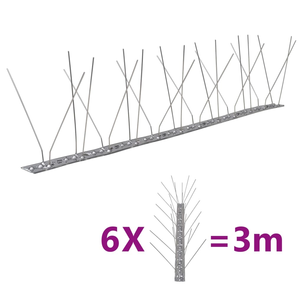 vidaXL Vogel- en duivenpinnen roestvrij staal 4 rijen set van 6